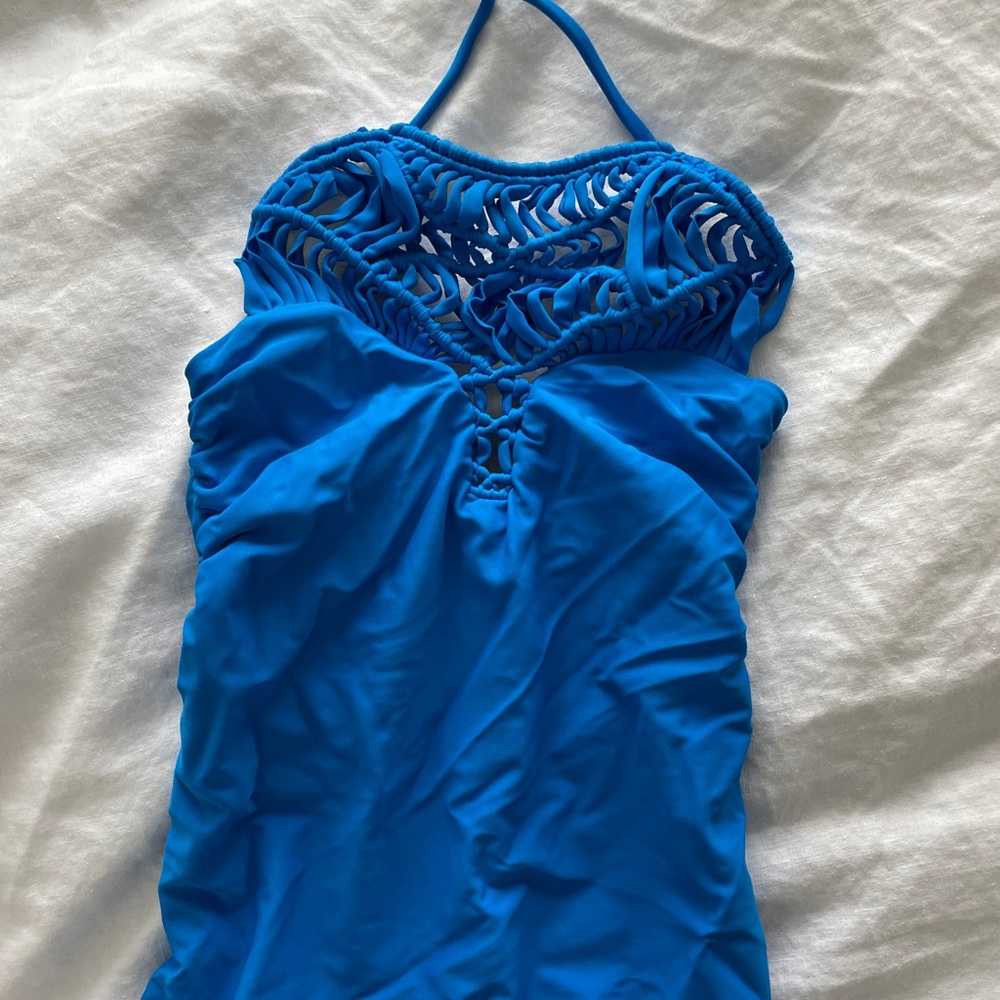 MIKOH one piece with halter tie and cheeky back